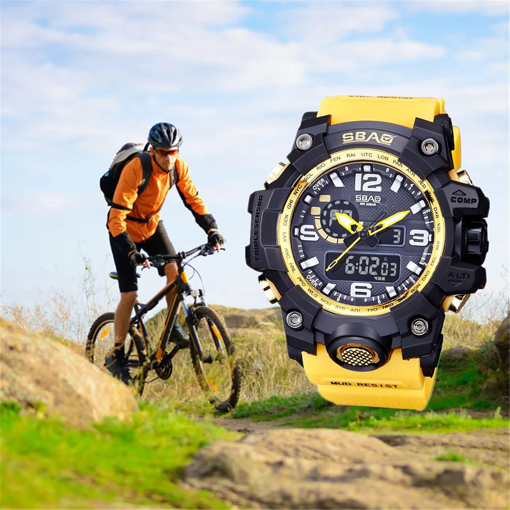 SBAO светодиодный для мужчин водонепроницаемые спортивные часы шок цифровые электронные часы для бега подарок Прямая поставка Reloj deportivo para hombre Wd4