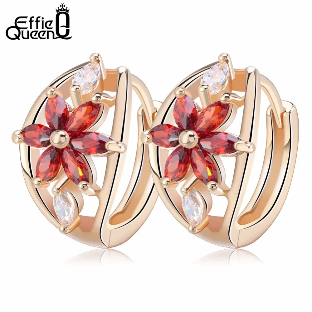 Effie queen, милые женские серьги-гвоздики в форме цветка, AAA, огранка маркизы, кубический циркон, романтические женские серьги украшения DDE33