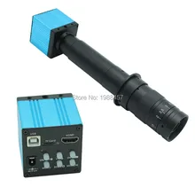 Industria 14MP HD HDMI USB Digital Video Inspección Conjunto de Cámara TF Tarjeta Grabadora de Vídeo + 10X-300X Microscopio C-MOUNT Lente de Zoom