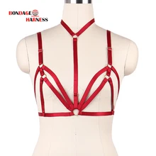 Красный бюстгальтер, нагрудный ремень Топы тела эластичный бандажный бюстгальтер регулируемый Бандаж Нижнее белье в готическом стиле Танцы Хэллоуин одежда в стиле рейв