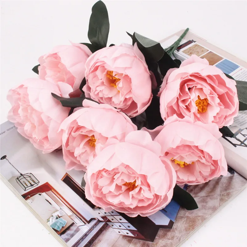 7 голов 42 см искусственные цветы Пион розы Букет гостиная домашний офис сад DIY Декор искусственные цветы 20 цветов - Цвет: Q