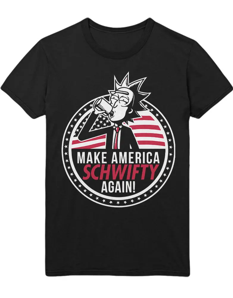 Футболка Рик и Морти &quotMAKE AMERICA SCHWIFTY AGAIN&quot C000050 Harajuku топы модная классическая