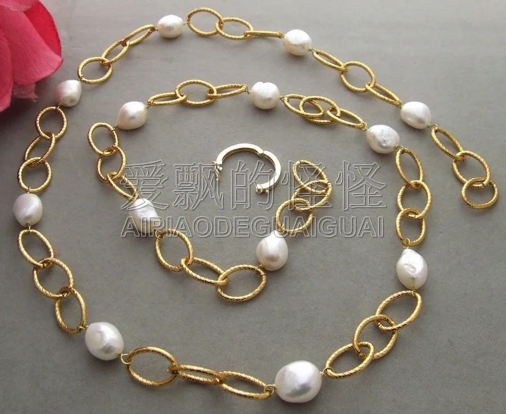 N102802 3" 15 мм барокко жемчужное китайское ожерелье
