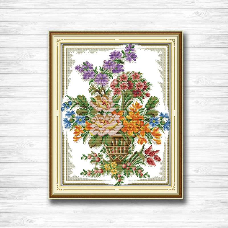 

The flower basket colorful painting dmc 14CT 11CT counted cross stitch Needlework Set Embroidery kits chinese cross stitch