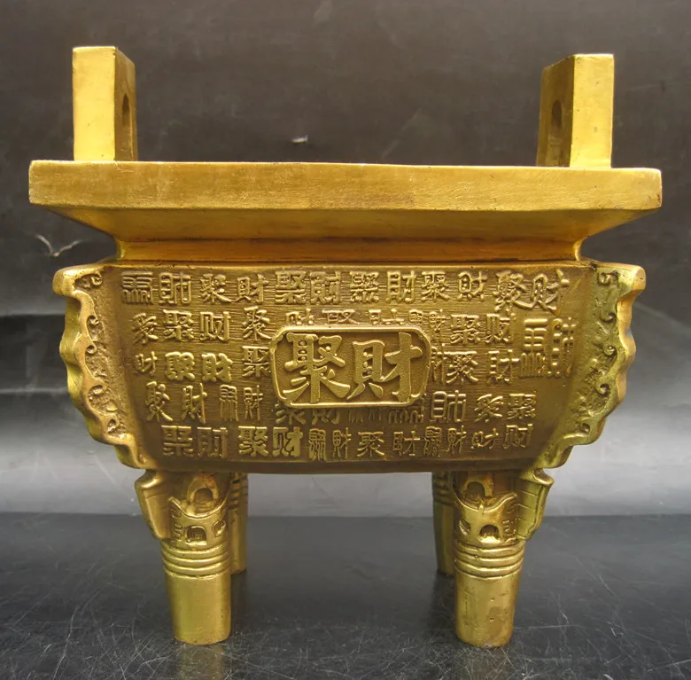 

wholesale bronze factory Tripod copper tripod decoration lucky fortune copper basons incense burner