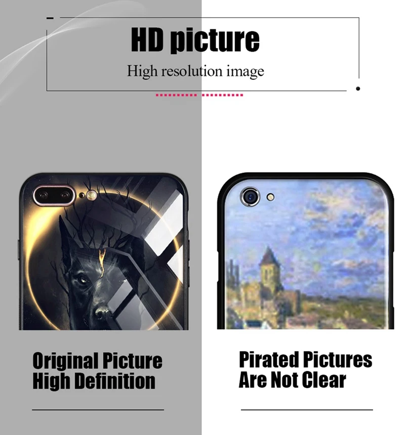 Hisomone Luxury Animal Tempered Glass Case For iPhone 7 7Plus Silicon Phone Case For iPhone X 8 8Plus 6 6S Plus Cover Coque