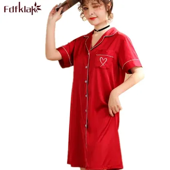 

Fdfklak New summer nightshirt silk short sleeve night dress women nightgown large size sleepwear night shirt sexy nightwear