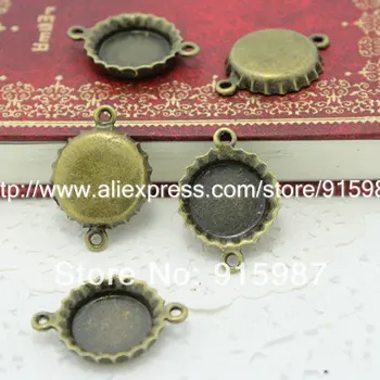 

Sweet Bell 20pcs/lot Connector Antique bronze Cabochon Pendant Settings Jewelry Pendant Blanks 14mm Fit Jewelry Making 7B1144