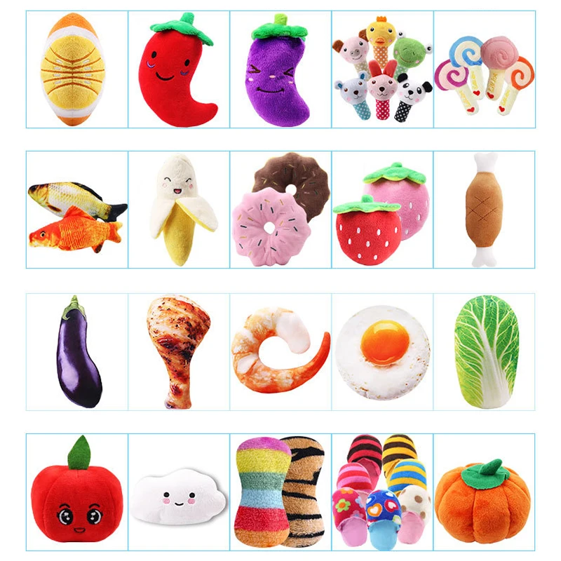

Creative Pet Chew Play Toy Dog Sound Doll Cute Puppy Chew Play Toys Cotton Pet Cat Chew Squeaker Quack Simulation 54 Style