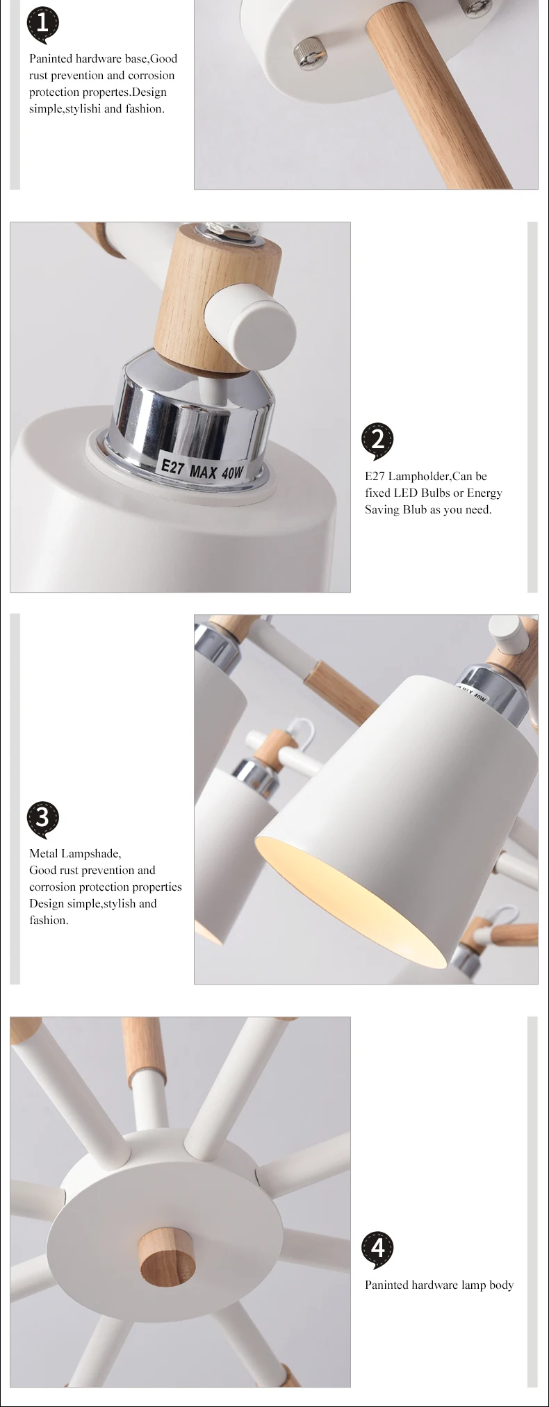 Lustre de Madeira Maciça para Sala Lustres para Sala Botimi Estar Ferro Abajur Lustre Iluminação Jantar Casa Lâmpada Led 6 chandelier lighting