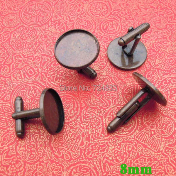 8mm Vintage Antique Copper Plated Blank Bases Round Bezel cups Cabochon