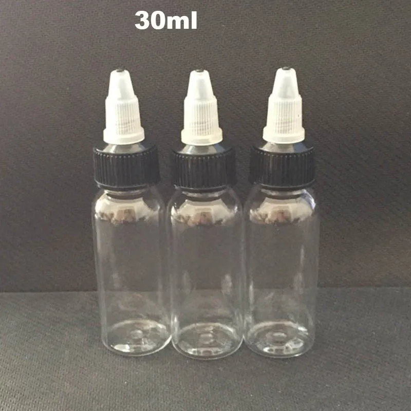 50pcs Empty Twist off Cap Bottle 30ml 60ml 100ml 120ml PET Dropper Bottles With Twist off Cap For E Liquid vape juice