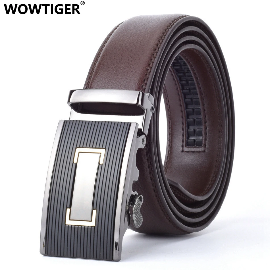 

WOWTIGER Brand Leather Belt Men Male Genuine Strap Luxury Automatic designer ceinture homme cinto masculino belts for men