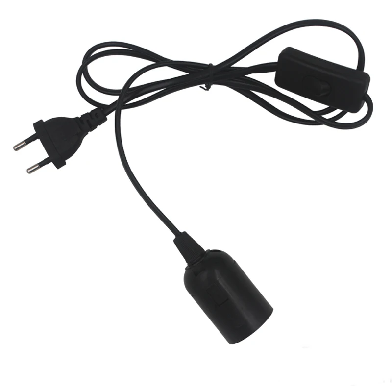 Вилка стандарта ЕС/США с E27 гнездо подвесной светильник цоколь 303 Кнопка с подсветкой переключатель висячей строкой кабель для светодиодный светильник