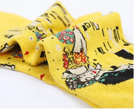 [EIOISAPRA] Модные Потрясающие носки в стиле Харадзюку С 3D принтом женские и мужские забавные носки с известными рисунками Ван Гог Calcetines Mujer