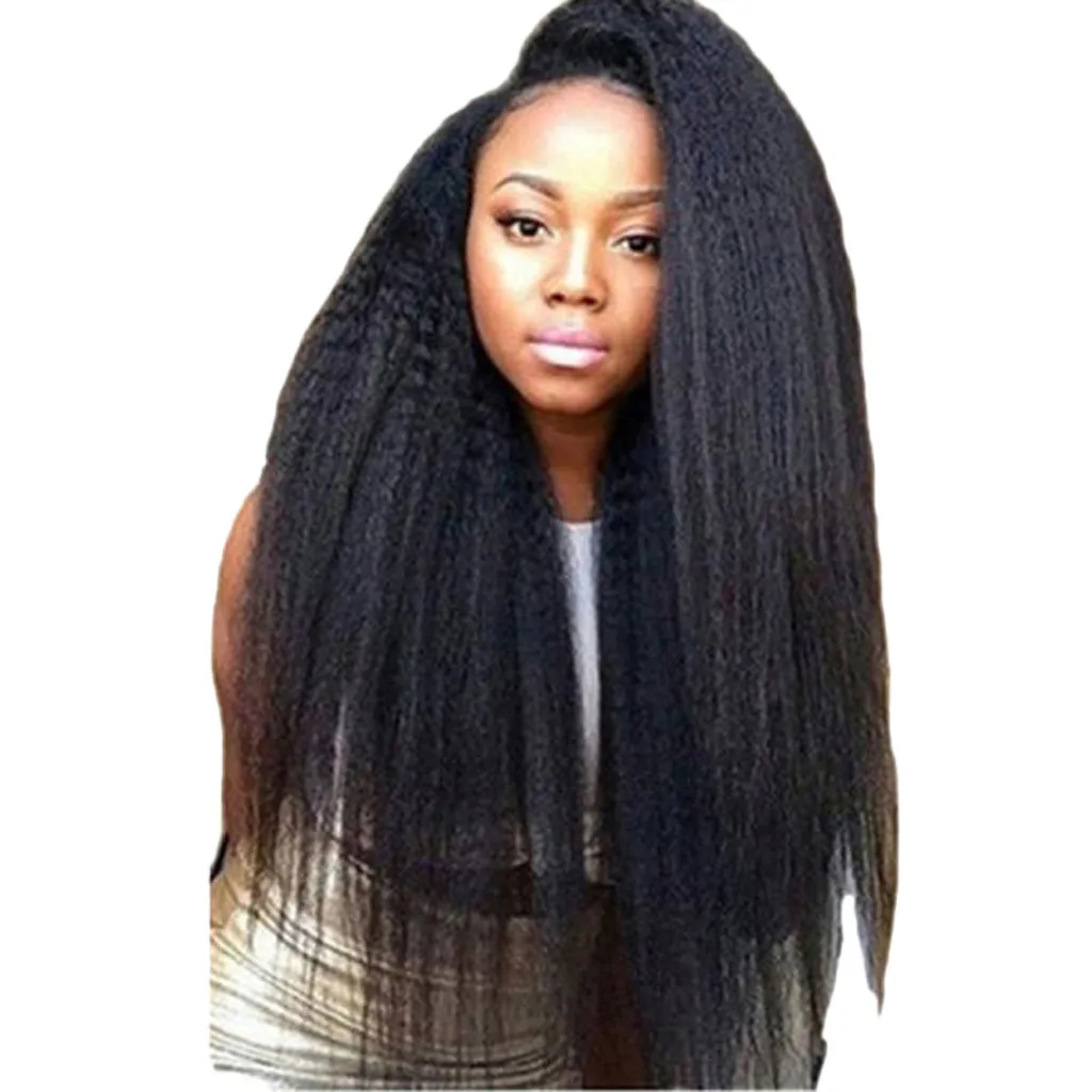

Synthetic Hair False Hairpiece Synthetic Sexy Brazilian Less Lace Front Full Wig Curly Wave Black Explosive Head Women Wig M0308