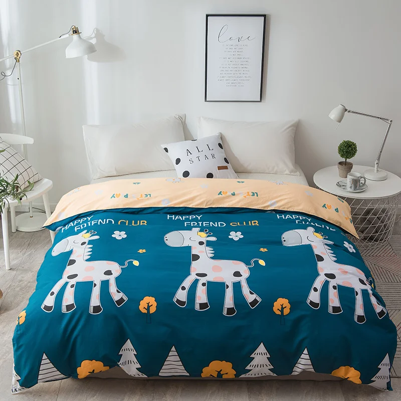 

Home Textile Cute Cartoon Sika Deer Printed Duvet Cover 1 Piece 100% Cotton Quilt Cover with Zipper for Boy/Girls Bedroom Gifts