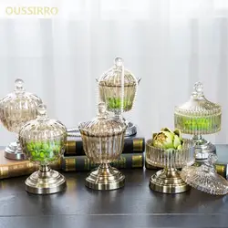 Европейский стиль прозрачный кристалл стекло конфеты баночка для хранения Декоративная посуда творческий гостиная украшения