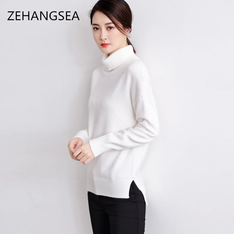 Autumn and winter high quality cashmere sweater 2018 new solid color elegant comfortable warm breathable fashion sweaterShipping