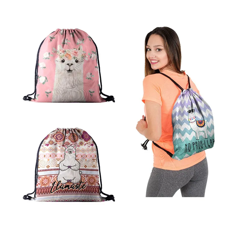 

New Alpaca Bunch Pocket Oxford Cloth 3D Digital Print Explosion Women's Storage Backpack