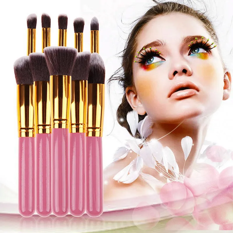 10Pcs Makeup Brush Set Tool Cosmetic Blush Eyebrow Powder Foundation