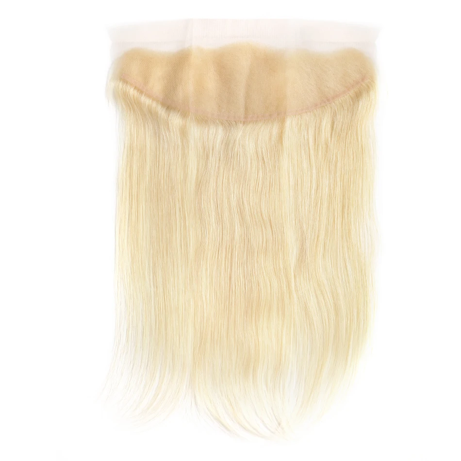 613 полный блондинка прозрачного кружева Фронтальная застежка часть прямые волосы 13x4 Выбеленные узлы для волос бразильского Виргинские человеческих волос