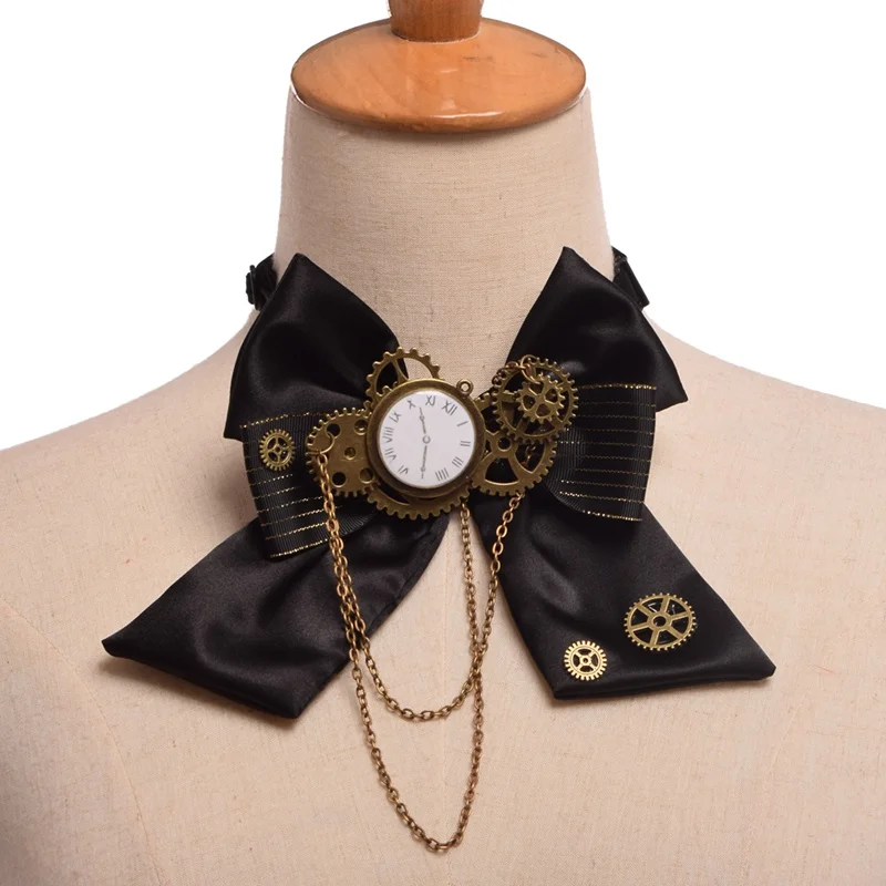 Papillon Steampunk Nero BLESSUME | Con Ingranaggi | Per Cosplay E Halloween - Foto 4