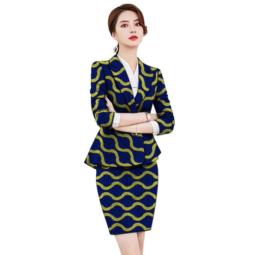 Dashiki print women skirt suits fashion suit jackets sets Ankara pattern customized African outfits for party/wedding