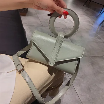 

Fashion Luxury Designer Top Handle Envelope Handbag Ring Pu Leather Women Shoulder Messenger Bag Geometric Evening Clutch Purse
