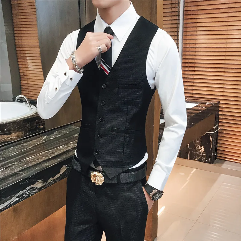 Pure color suit vest men and pants high quality men Waistcoat+ trousers S M L XL XXL XXXLVests