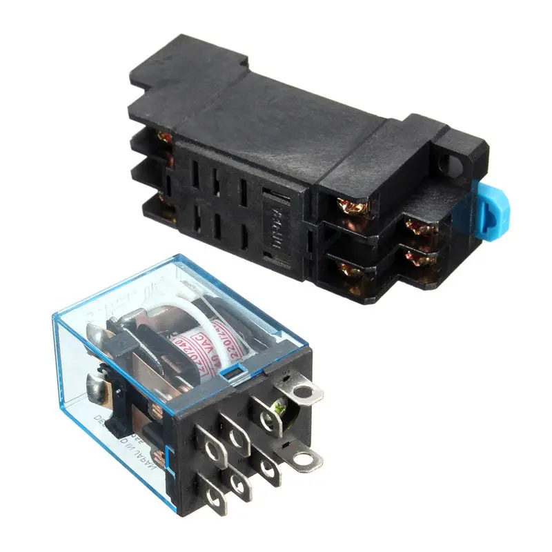 

LY2NJ LY2N 8 Pins AC 220V 10A Coil Power Electric Relay For LED Indicator With Socket Plug Base