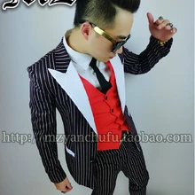 S-5XL! певец мужской сценический DJ глубокий бордовый красный жилет Бары костюмы плюс размер костюм из трех предметов костюмы одежда