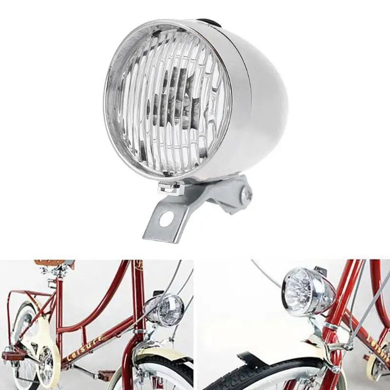 Ретро винтажный велосипедный 3LED передний светильник, головной светильник Предупреждение ющий Ночной светильник, украшение для велосипеда, черный, серебристый