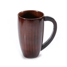 

High quality original handmade wooden cups simple fashion coffee milk tea with handle drink cups kitchen accessories