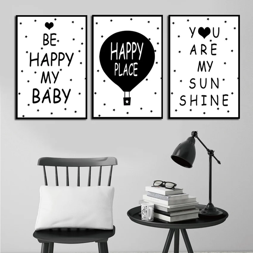 Hot Air Balloon Cartoon Words Nordic Bathroom Decorative Toilet Personality Ideas Canvas Painting Unframed Wall Art Prints
