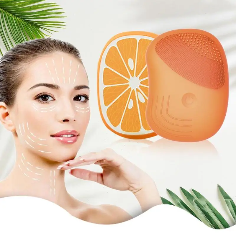 

Ultrasonic Face Cleaning Machine Portable Sonic Face Cleanser Silicone Fruit Facial Cleansing Massage Brush