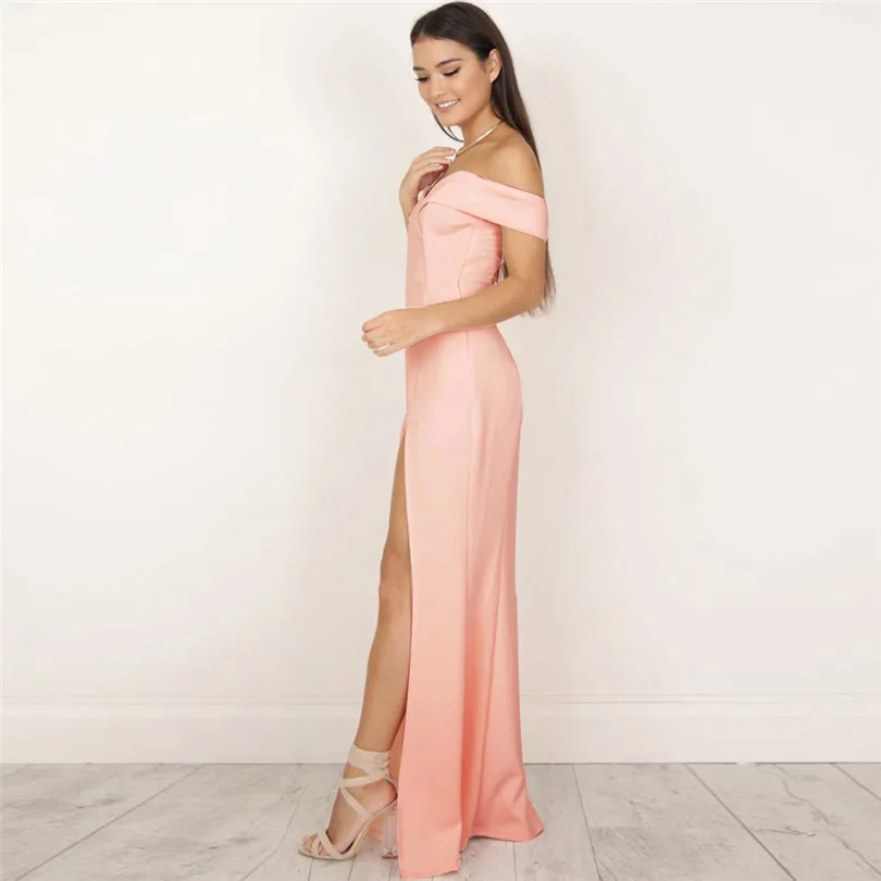 Women Dress New Brand Fashion Elegant Ladies Long Sleeveless Sequins Glittery Sexy Split The Fork Lrregular Dress #4M11 (13)