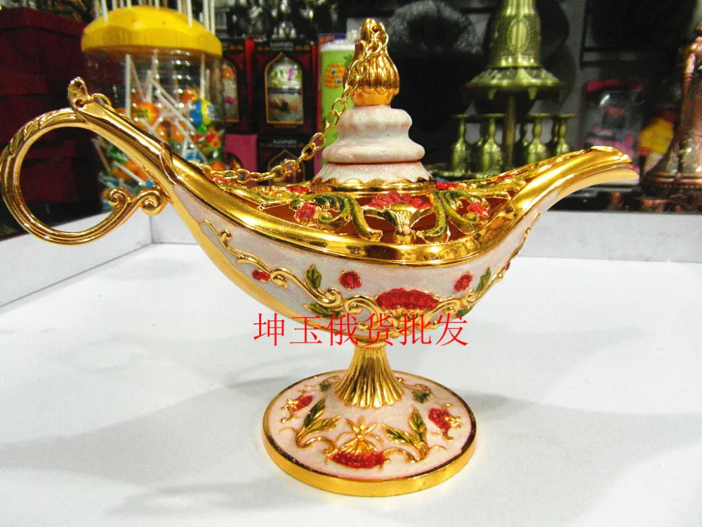 

Size 25*17*10cm Red Color engraving double lamp Arab TDP 2PCS Russian tea Pot Al-addin Pakistan lamp Decoration Bronze Silver