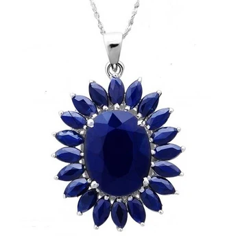 

Collier Qi Xuan_Dark Blue Stone Sunflower Pendant Necklace_Dark Blue Necklace_Quality Guaranteed_Manufacturer Directly Sales