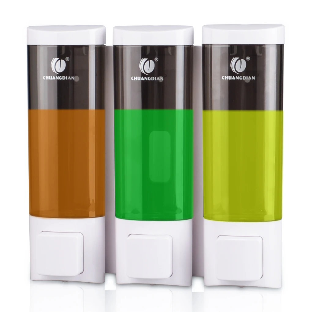

Three Head Liquid Soap Dispenser Wall-mounted Bathroom Hand Sanitizer Shower Shampoo Dispenser Hotel Liquid Soap Container 200ML