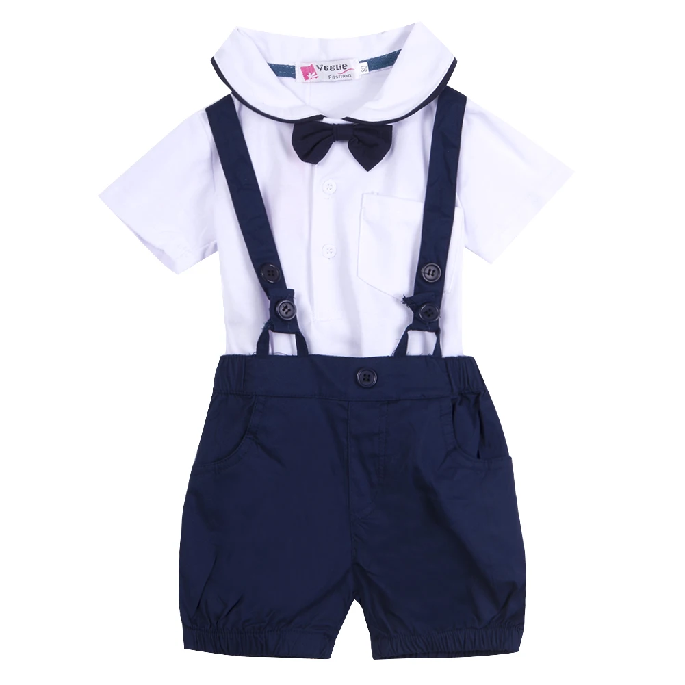 3 шт. одежда для малышей Детская одежда для мальчиков галстук-бабочка+ футболка с короткими рукавами+ нагрудник Шорты детская одежда набор 12-36 м