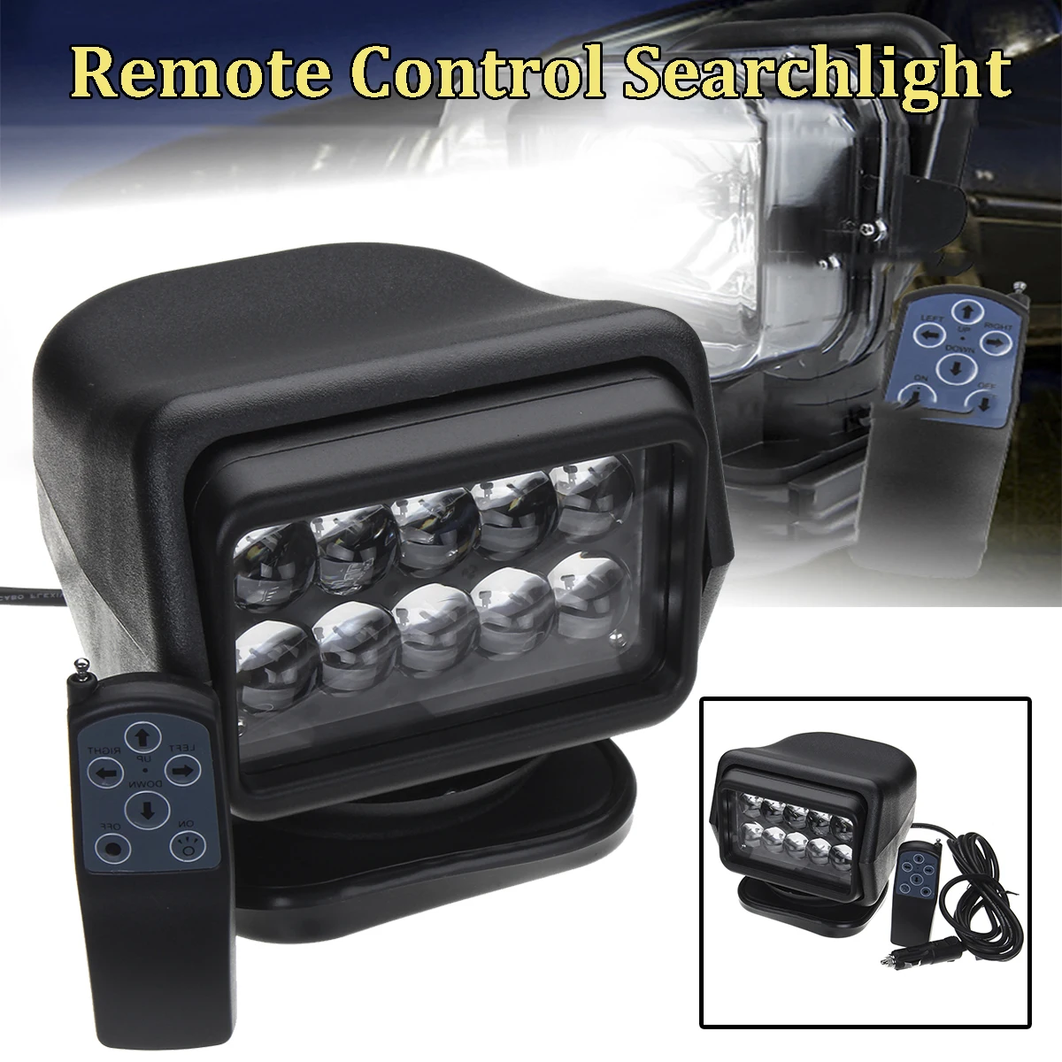 

7inch 360 Degree Remote Control Led Search Light 50w Marine Searchlight Spot Headlight for Boats Car Vehicle Off road