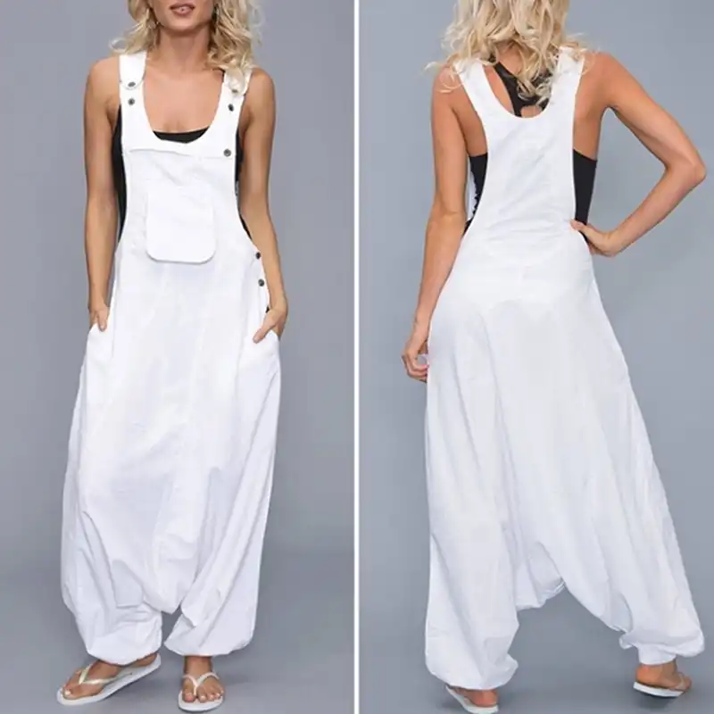 sleeveless bib pants harem trousers jumpsuit playsuit overalls