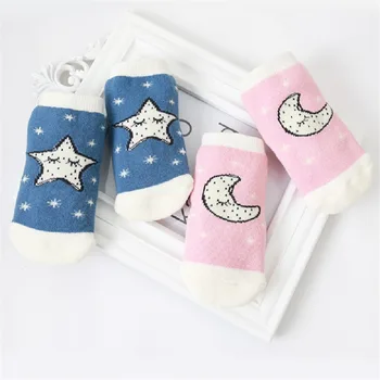 

Cute Star Moon Squinting Pattern Baby's Terry Socks Antiskid Socks for baby