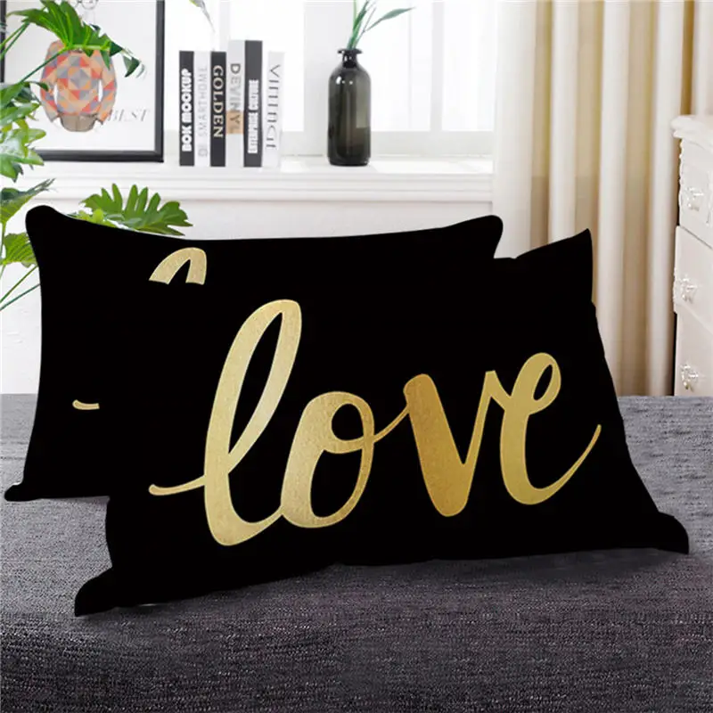 BeddingOutlet, золотой стильный пуховик, альтернативная кровать, подушка, губы, ресницы, черный, белый цвет, постельные принадлежности, любовные буквы, принт, подушки для сна - Цвет: Love