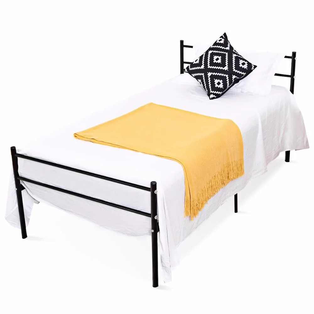 Goplus Twin Size Metal Bed Frame Platform 6 Legs Headboards Furniture Bedroom Black Bedroom Furniture HW59406BK Goplus Twin Size Metal Bed Frame Platform 6 Legs Headboards Furniture Bedroom Black Bedroom Furniture HW59406BK