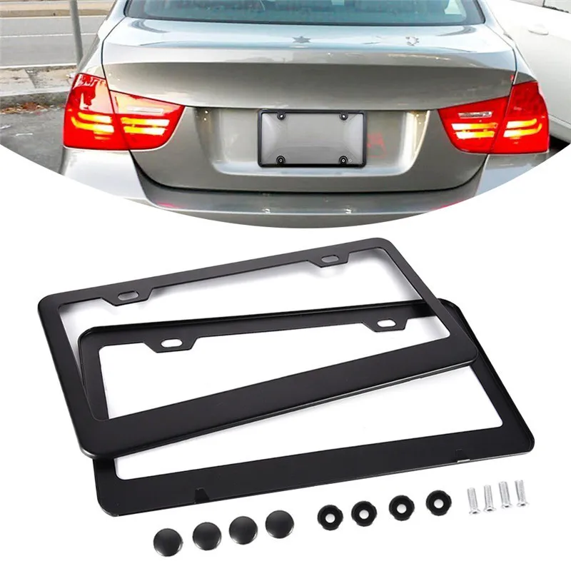 

2PCS/Pack Exquisite American Standard Aluminum Alloy 2-hole License Plate Holder License Plate Frame