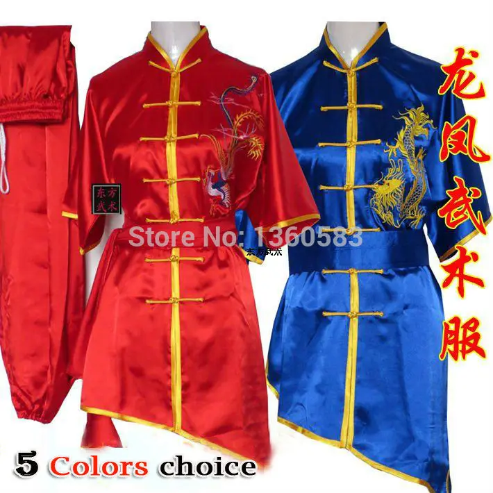 

New Chinese wushu uniforms Long Sleeve Kungfu clothes embroidery dragon Martial arts suit ChangQuan clothing for women men kids