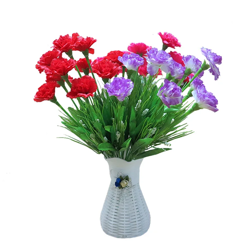 10 Heads Silk Artificial Flowers Carnations Gypsophila Fake Flowers