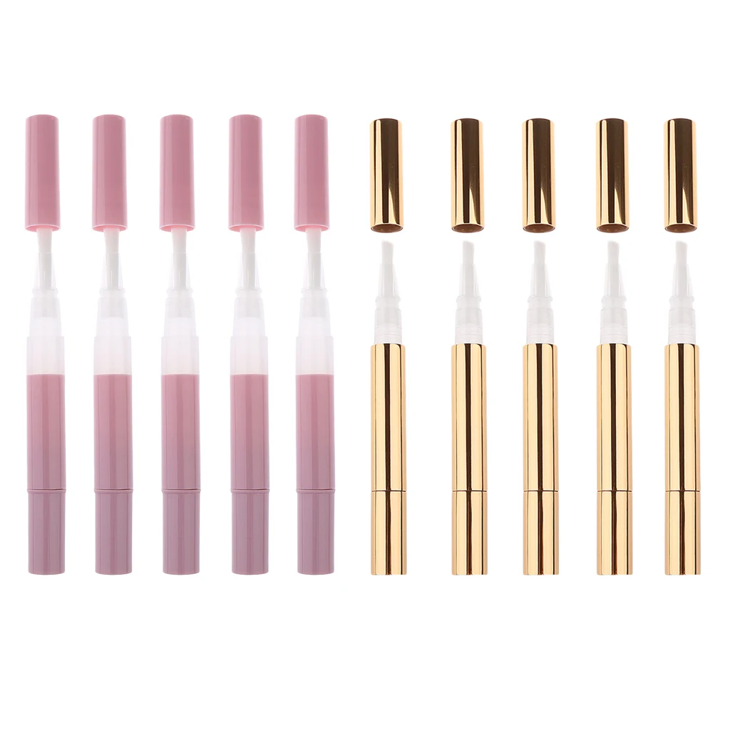10Pcs 3ml Travel Tube Cuticle Oil Container Empty Twist Pen With Brush Uses For Filling Lip Gloss Nail Nutrition Oil